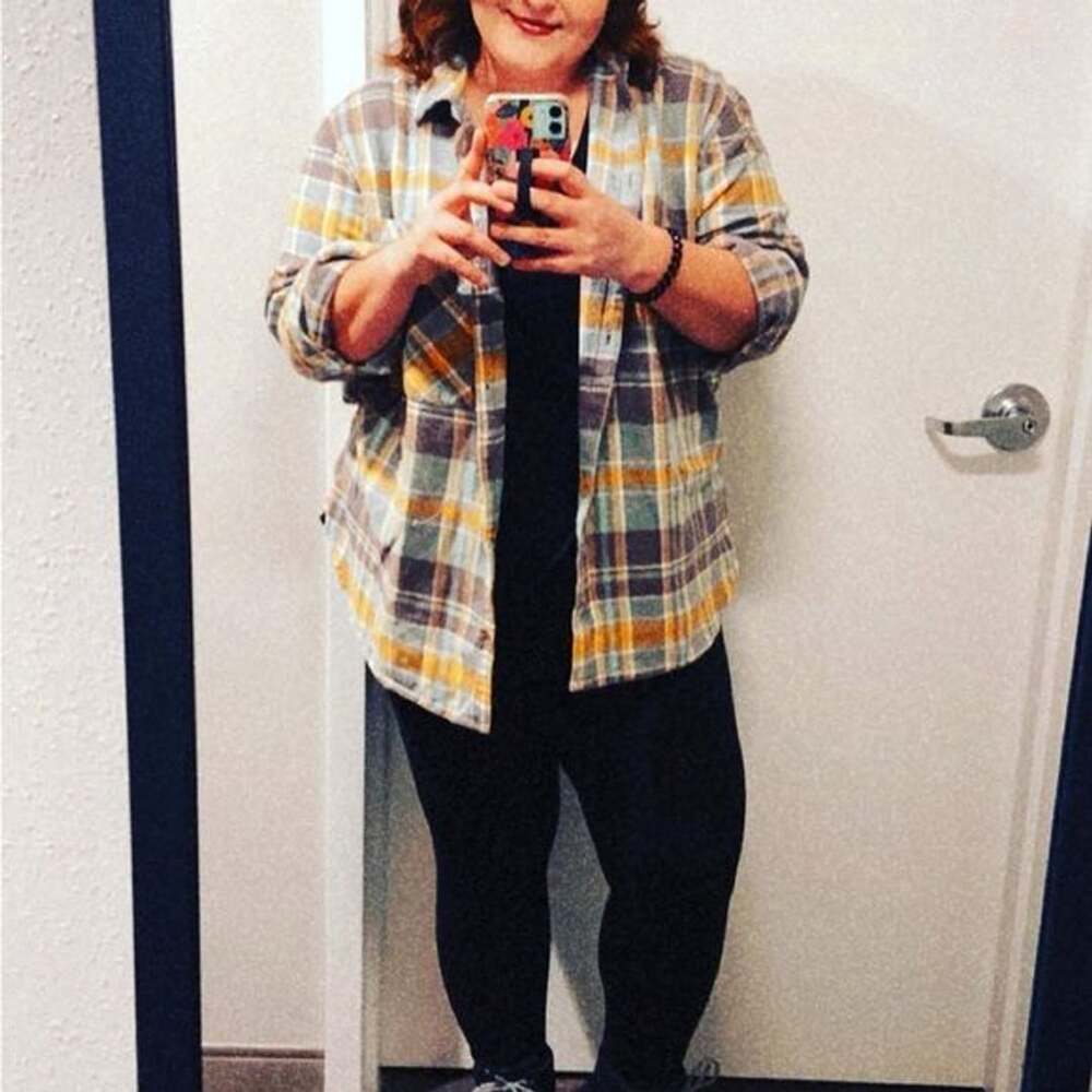Aerie Plaid Button Down Shirt - Yellow and Brown